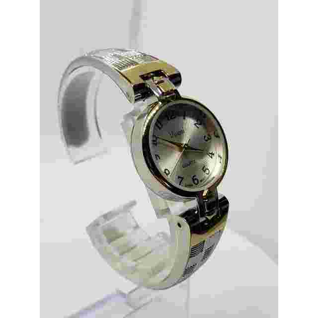 Vivani K4100AKL 1216 Women's bangle watch. Silver iridescent face, gold accents