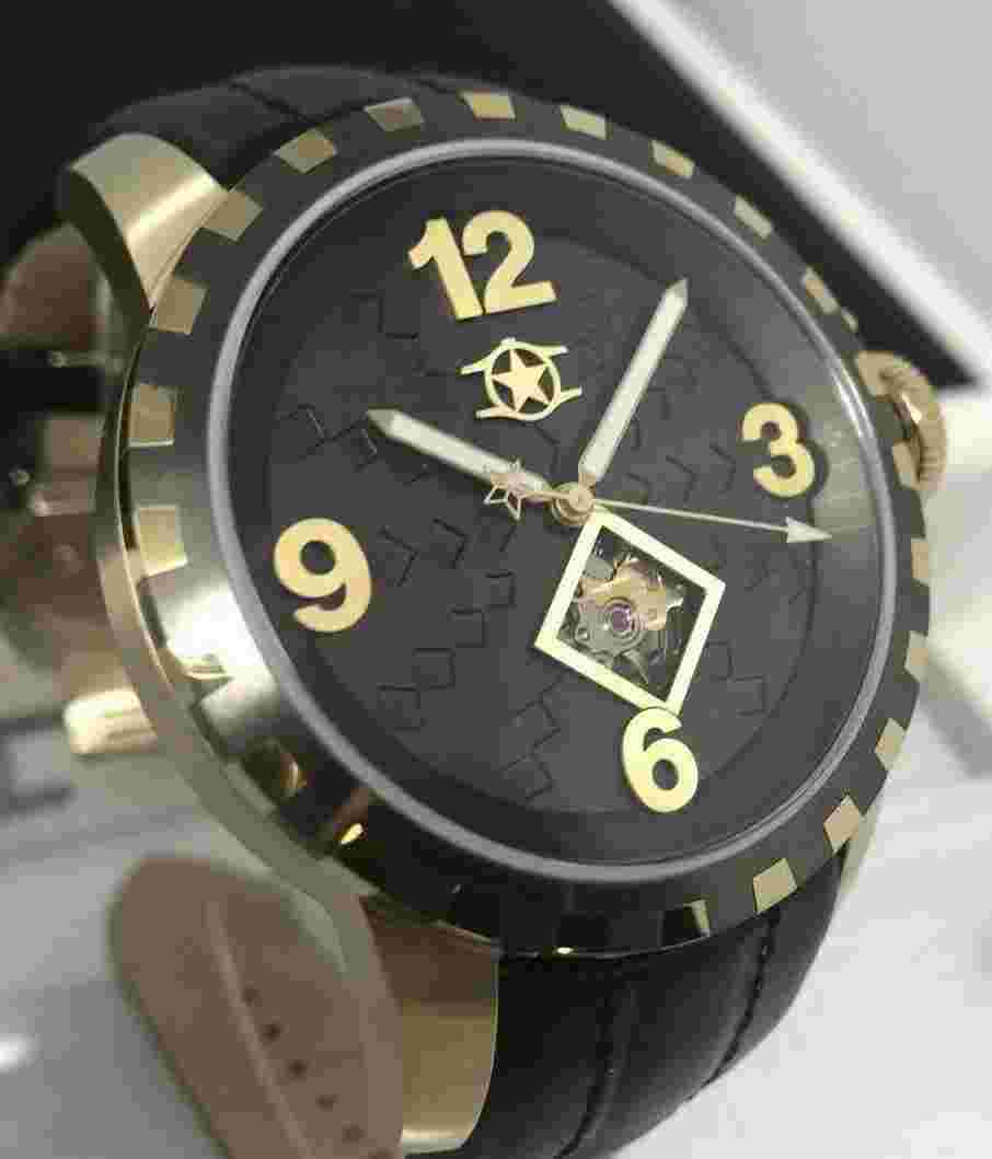 Watchstar Bellisimo Star Black Open Heart Automatic Watch