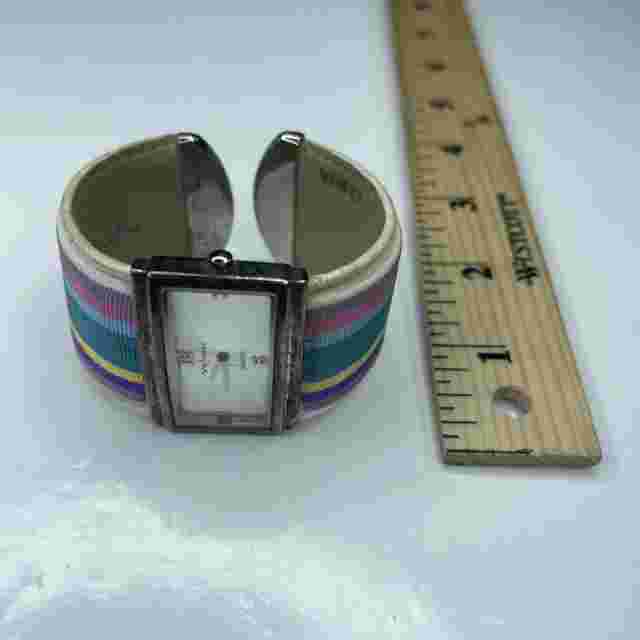 E Vernier Japan Silver Rainbow Stripped Pastel Cuff Stainless Untested