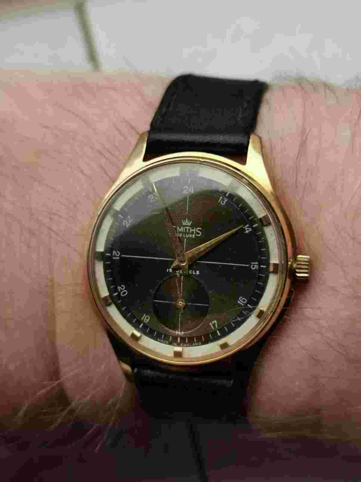 c.1956 Smiths De Luxe A420 Gents 24 hr with Tropical Stye Dial