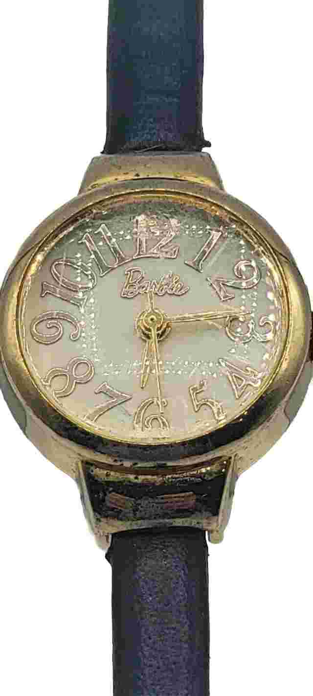 Vintage Gold Plated Barbie Watch Leather Band (Does Have Wear) Girls wristwatch.