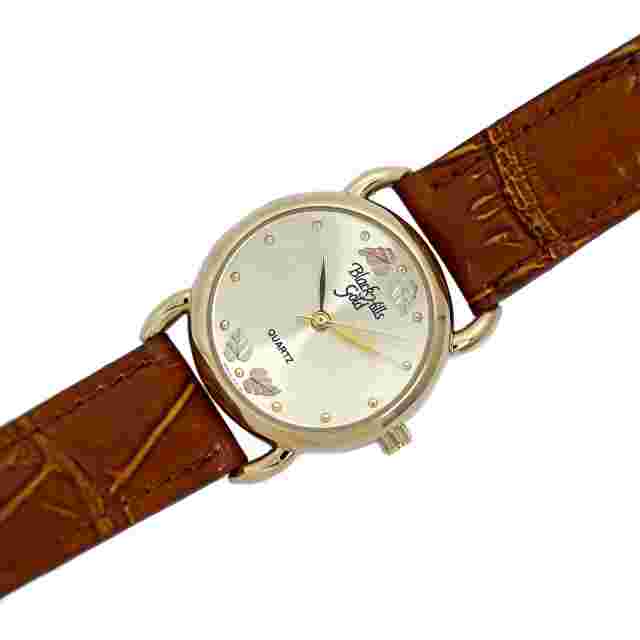 Black Hills Gold 12k Leaves Wrist Watch Original Box 27.5mm