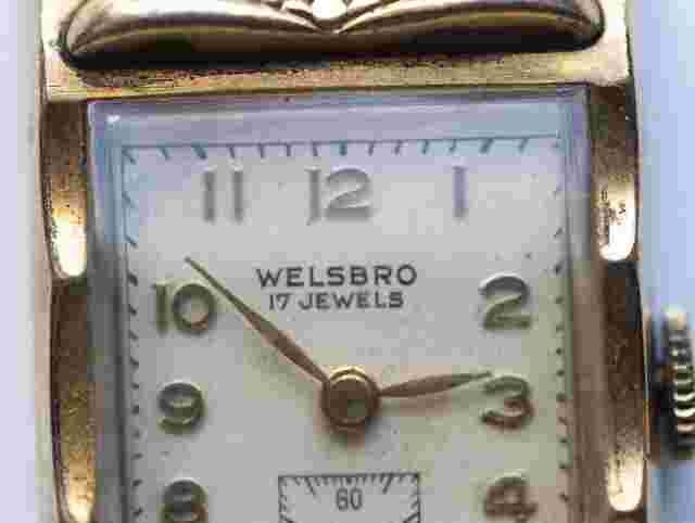 Vintage Welsbro Watch Gold Swiss Made 17 Jewels Not Running Repair Parts