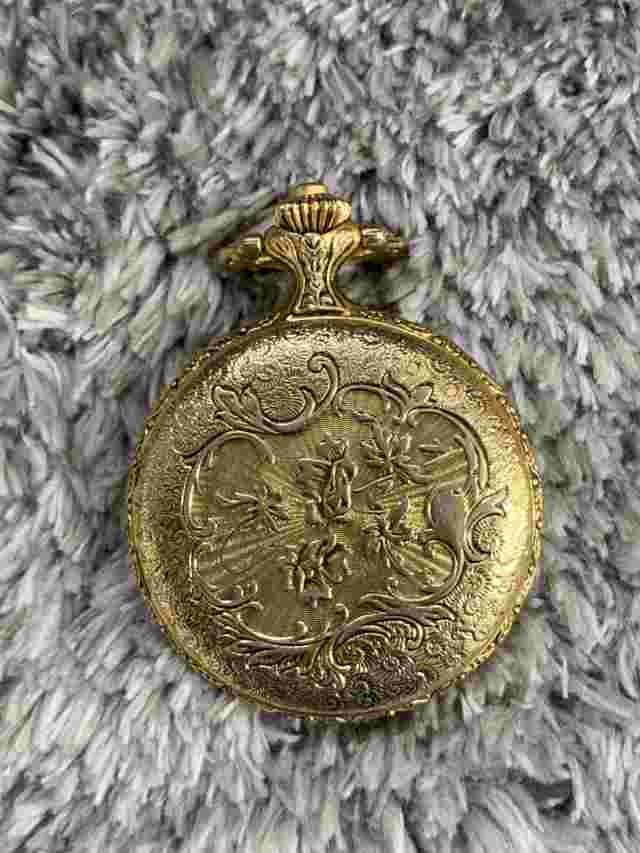 VTG Two Tone Locomotive Motor Railway Train Steampunk Pocket Watch Brut Works!
