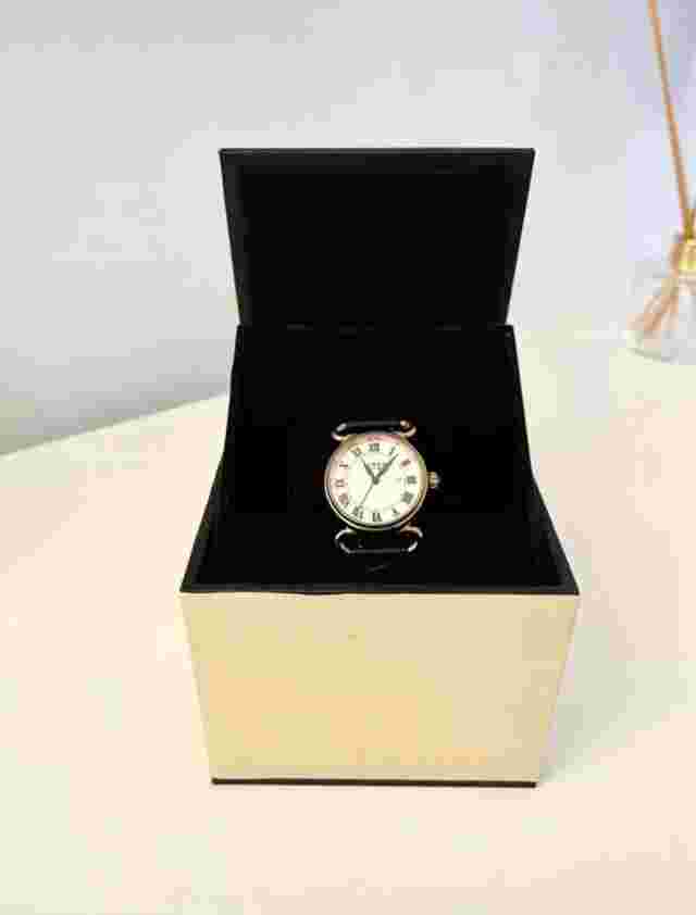 Links of London Driver Ladies Watch Rose Gold & Black Leather Strap