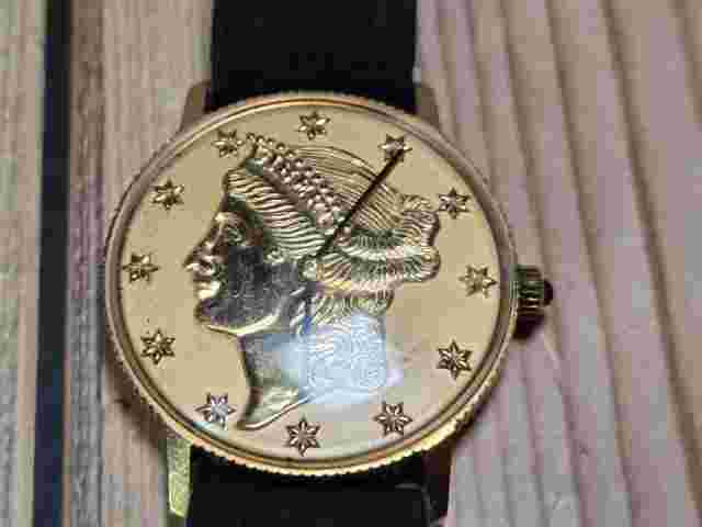 Vintage Le JOUR Time Liberty Coin Mechanical Manual Watch - For Parts or Repair