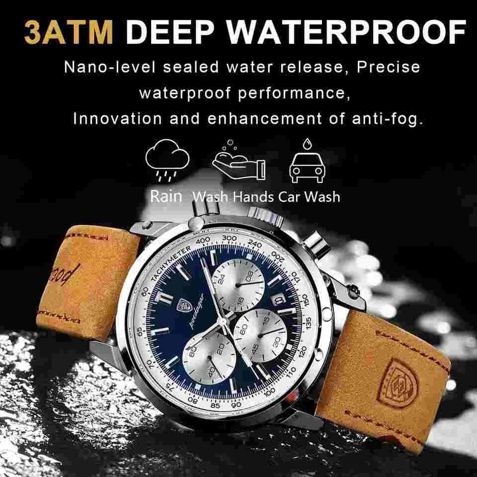 Relojes de Hombre Pulsera de Cuero Piel Inoxidable Reloj Dorado Plateado Azul