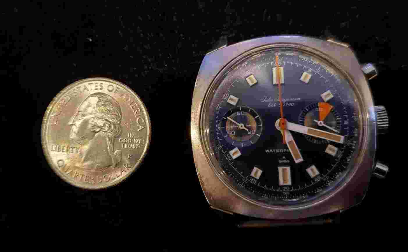 Vintage Jules Jurgensen Kelbert 35116 Blue Chronograph Mens Swiss Wristwatch