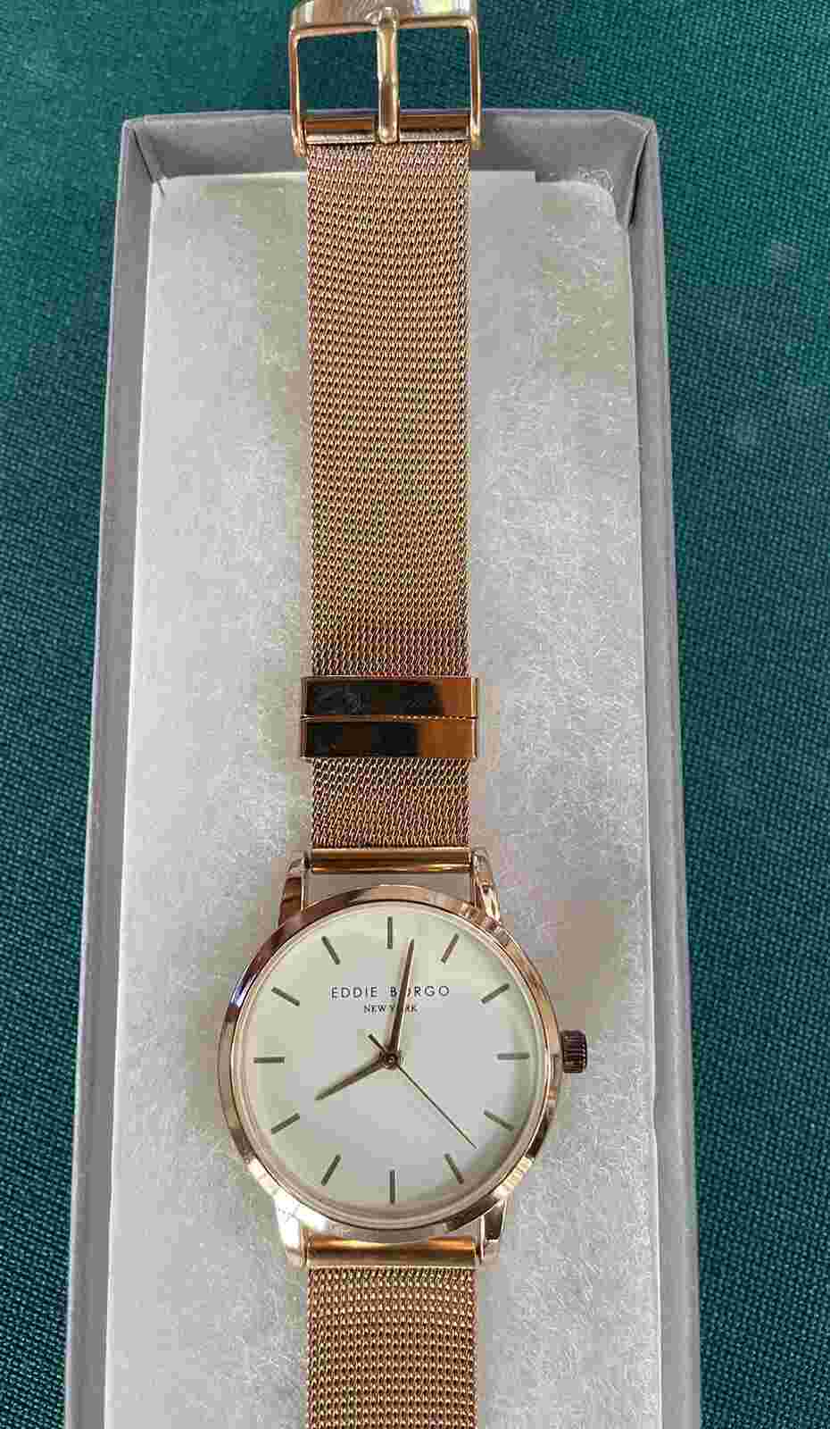 Eddie Borgo New York Rose Gold Tone Quartz Analog Ladies Round Watch Mesh Band