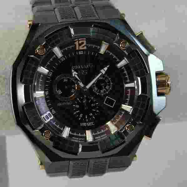 Men's Renato Mostro 55 Watch, Swiss Ronda 5040.D, Brown Dial on Black IP - HUGE