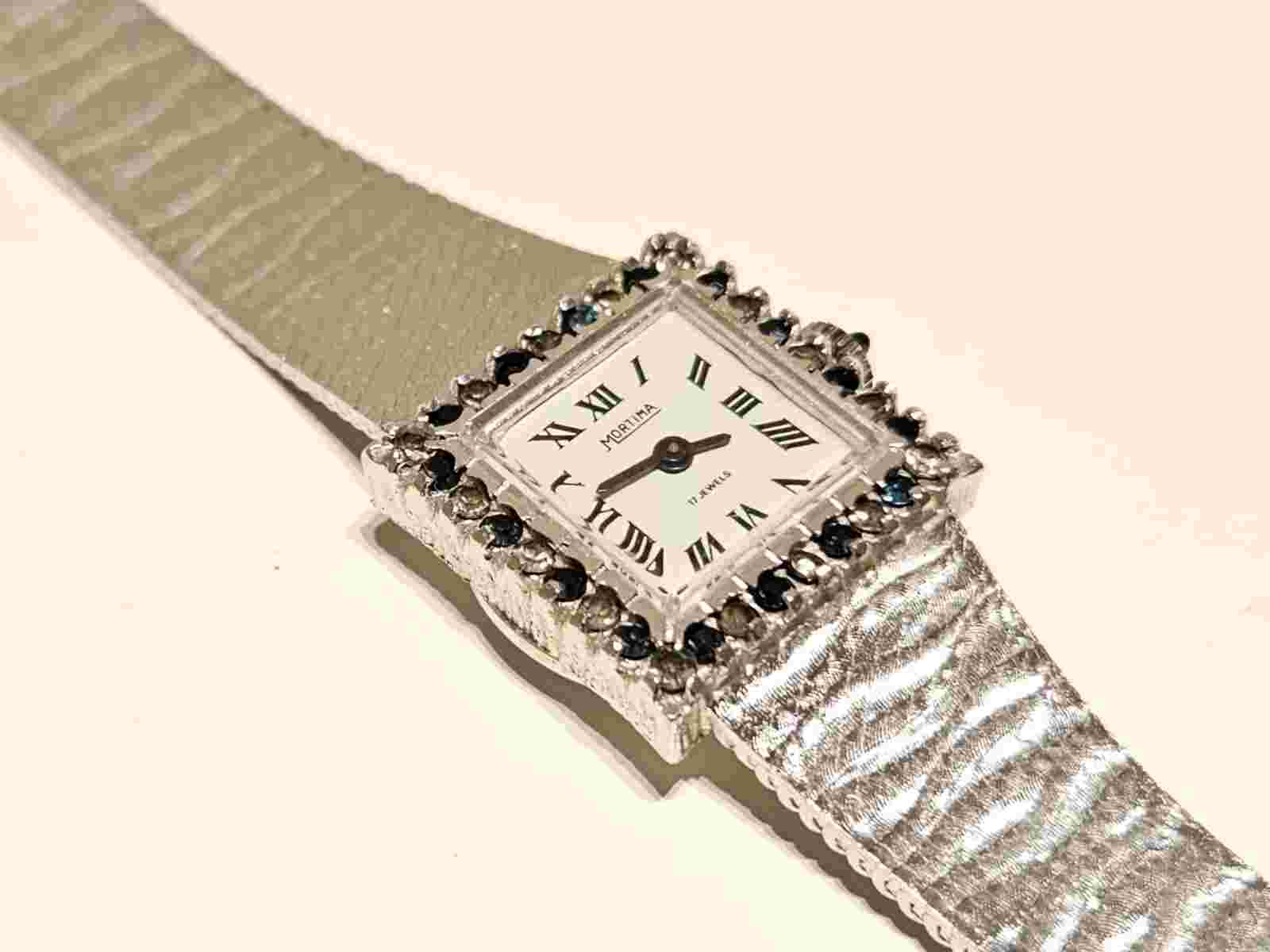 VINTAGE RARE LUXURY LADIES SWISS MECHANICAL WATCH BRACELET "MORTIMA" WITH STONES