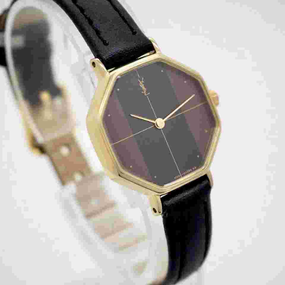 Saint Laurent Watch Wristwatch YSL Cassandra Black Brown Women's Authentic