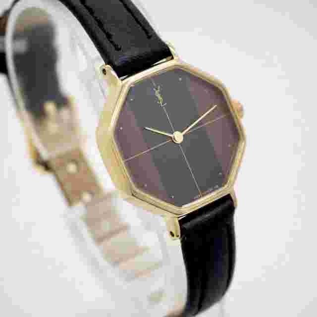 Saint Laurent Watch Wristwatch YSL Cassandra Black Brown Women's Authentic