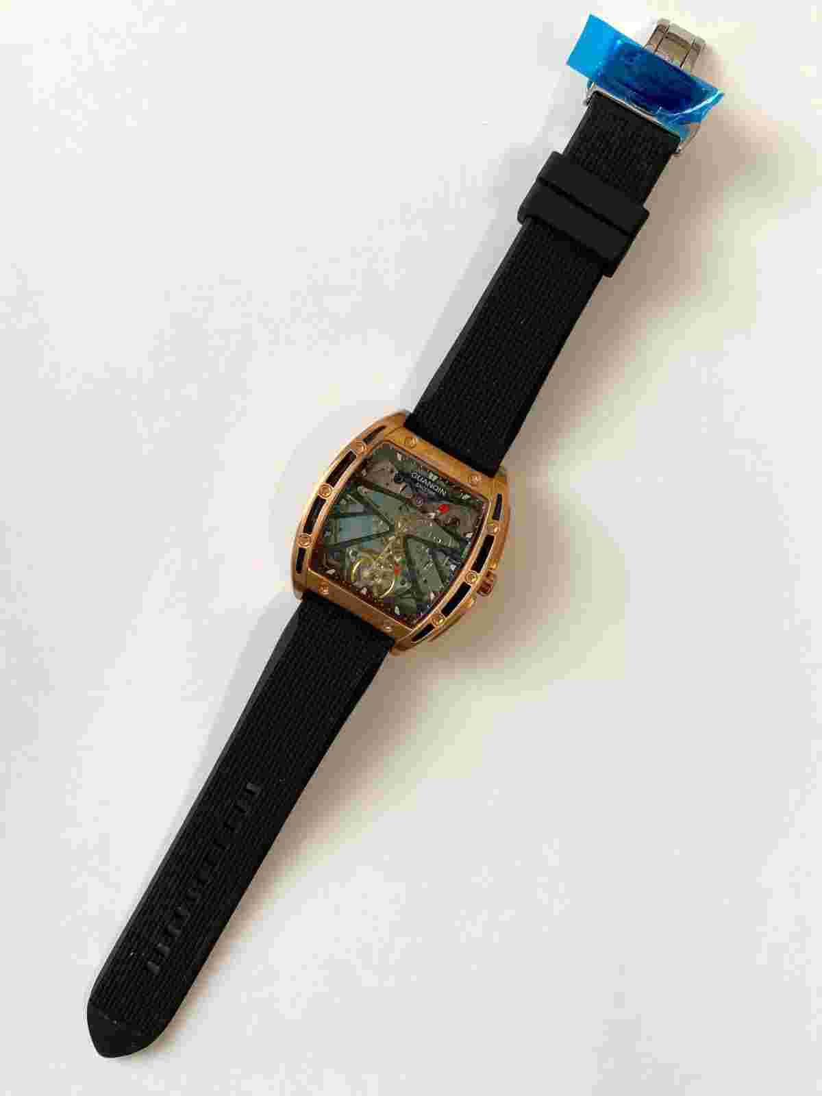 GUANQIN GJ16147 Skeleton Automatic Mechanical Watch - Rose/Black
