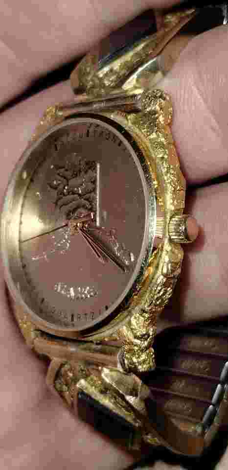 Custom Alaska Face Bulova Accutron 22k Gold Nugget Alaskan Jade Men's Watch