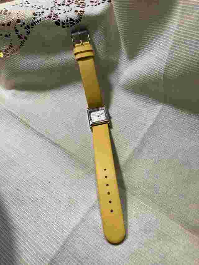 Woman's Bijou Yellow Leather Straps Watch