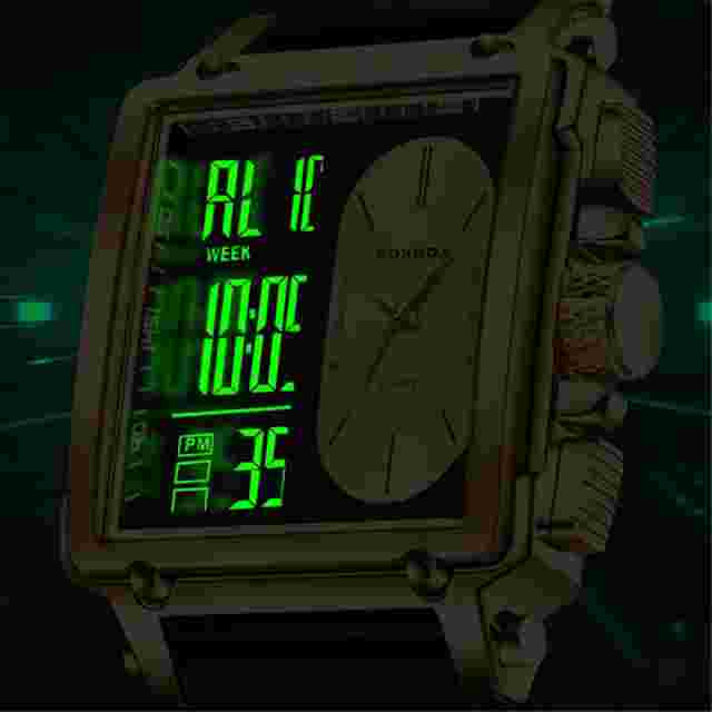 LIGE FOXBOX Men Rectangle Watch Silicone Bracelet Sport Wristwatch Quartz Watch