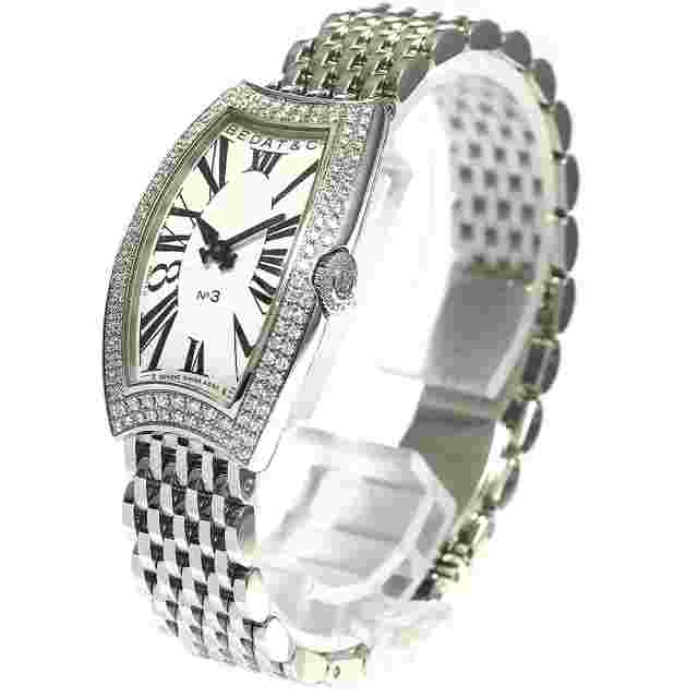 BEDAT&Co NO.3 384 Diamond Bezel Silver Dial Quartz Ladies Watch_761216