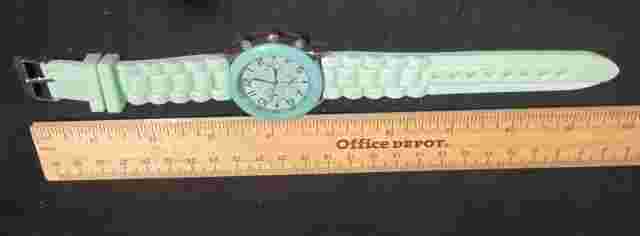 DARICE Watch Silver Tone Blue/Green Buckle Band Round Face Modern Style WORKING