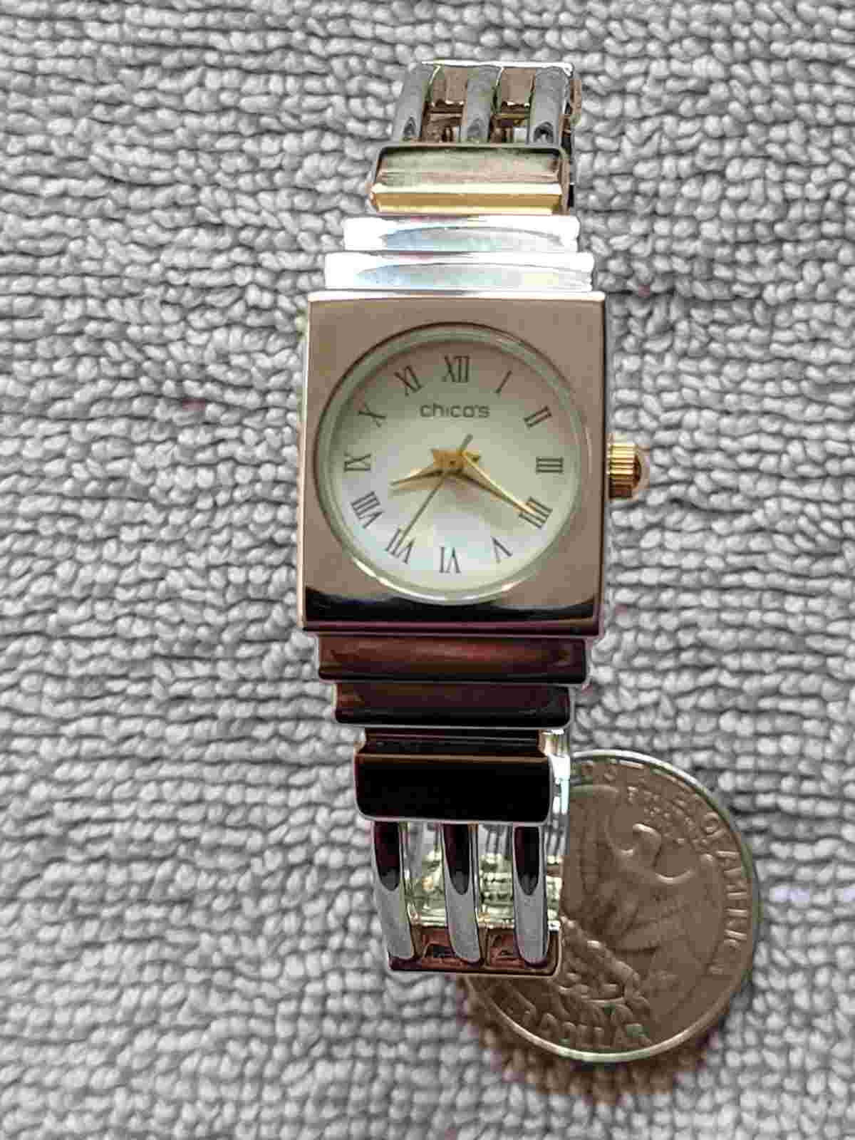 VintageChicos Cuff Watch - Women's  Art Deco Style Gold And Silver