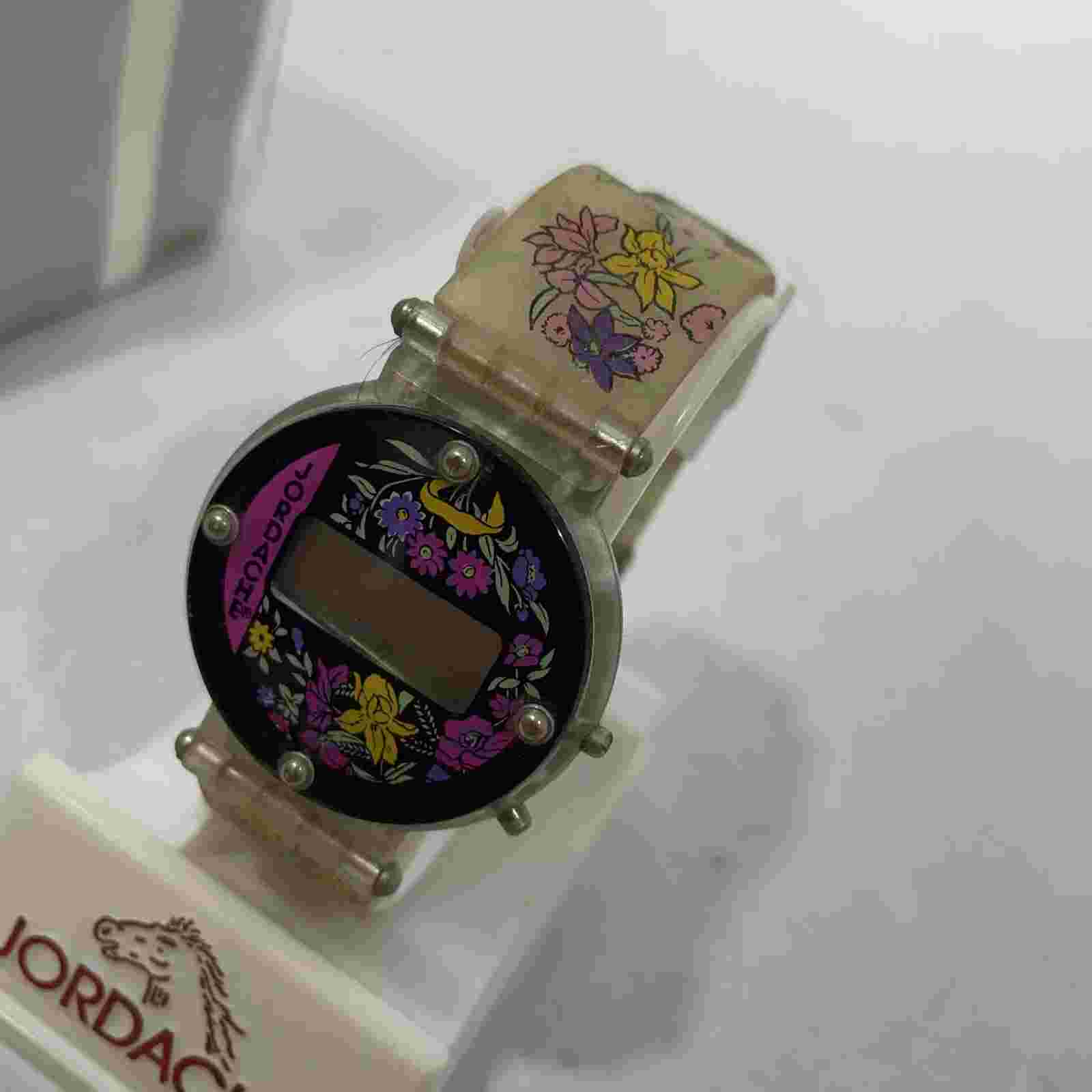 Lot Of 2 VINTAGE JORDACHE DIGITAL WATCH WHITE With CASE AND SLEEVE Watches
