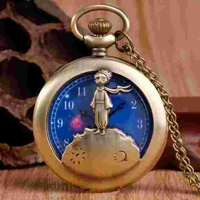The Little Prince Planet Blue Bronze Vintage Quartz Pocket Watch Popular Fashion