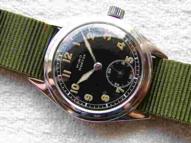 WWII ERA mens MIMO MONITOR Otto Graef MILITARY VINTAGE WRISTWATCH good condition