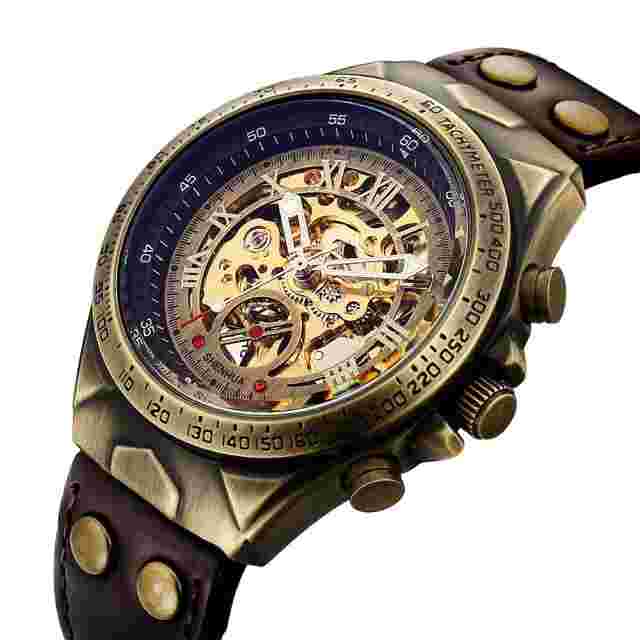 Christmas GifLuxury Men's Skeleton Antique Automatic Mechanical Waterproof watch