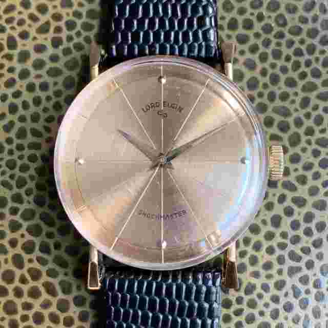 Lord Elgin "Meridian" Shockmaster MCM 23 Jewels 14K Gold Filled Wristwatch