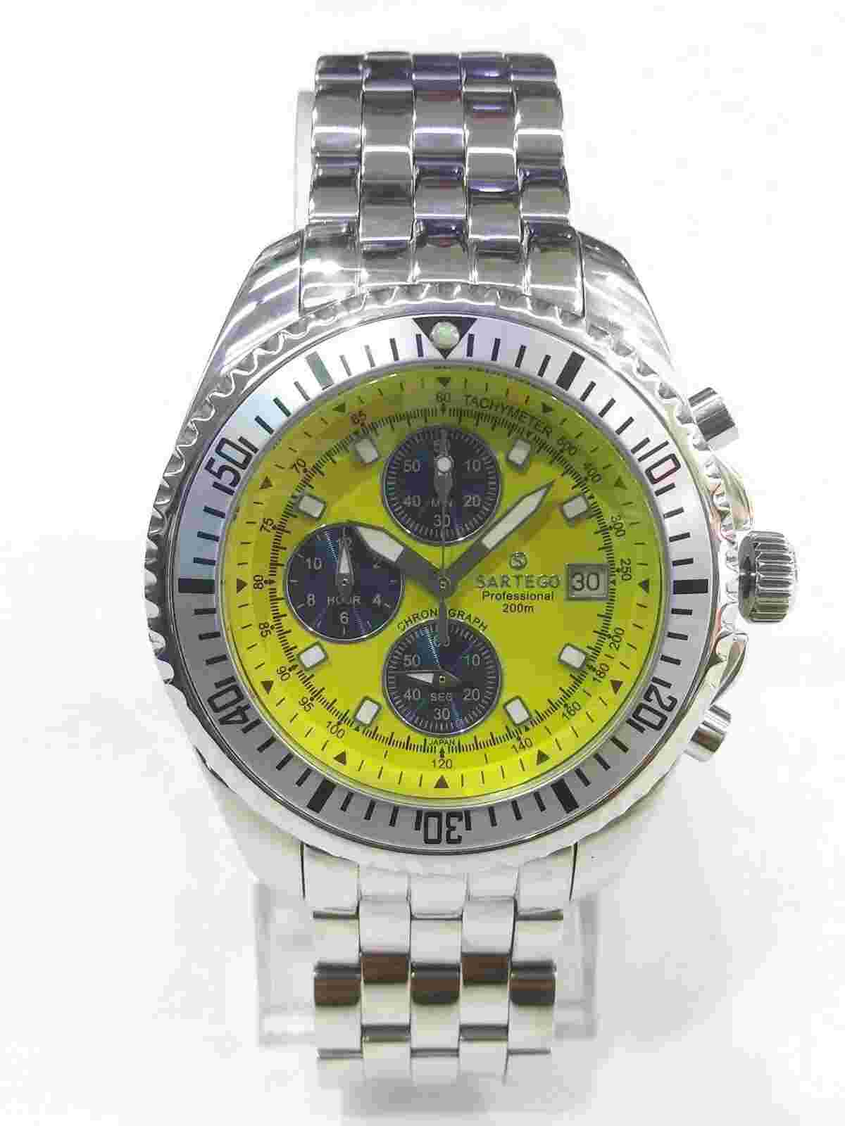 Sartego Professional Men's Sports Chronograph Japan Quartz Diver Watch SPC37