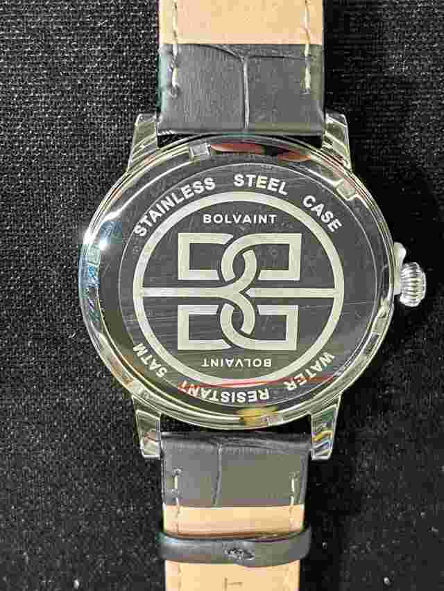 Men's Bolvaint Paris Watch Black Genuine Leather Band w/ Box | Mallory Noir
