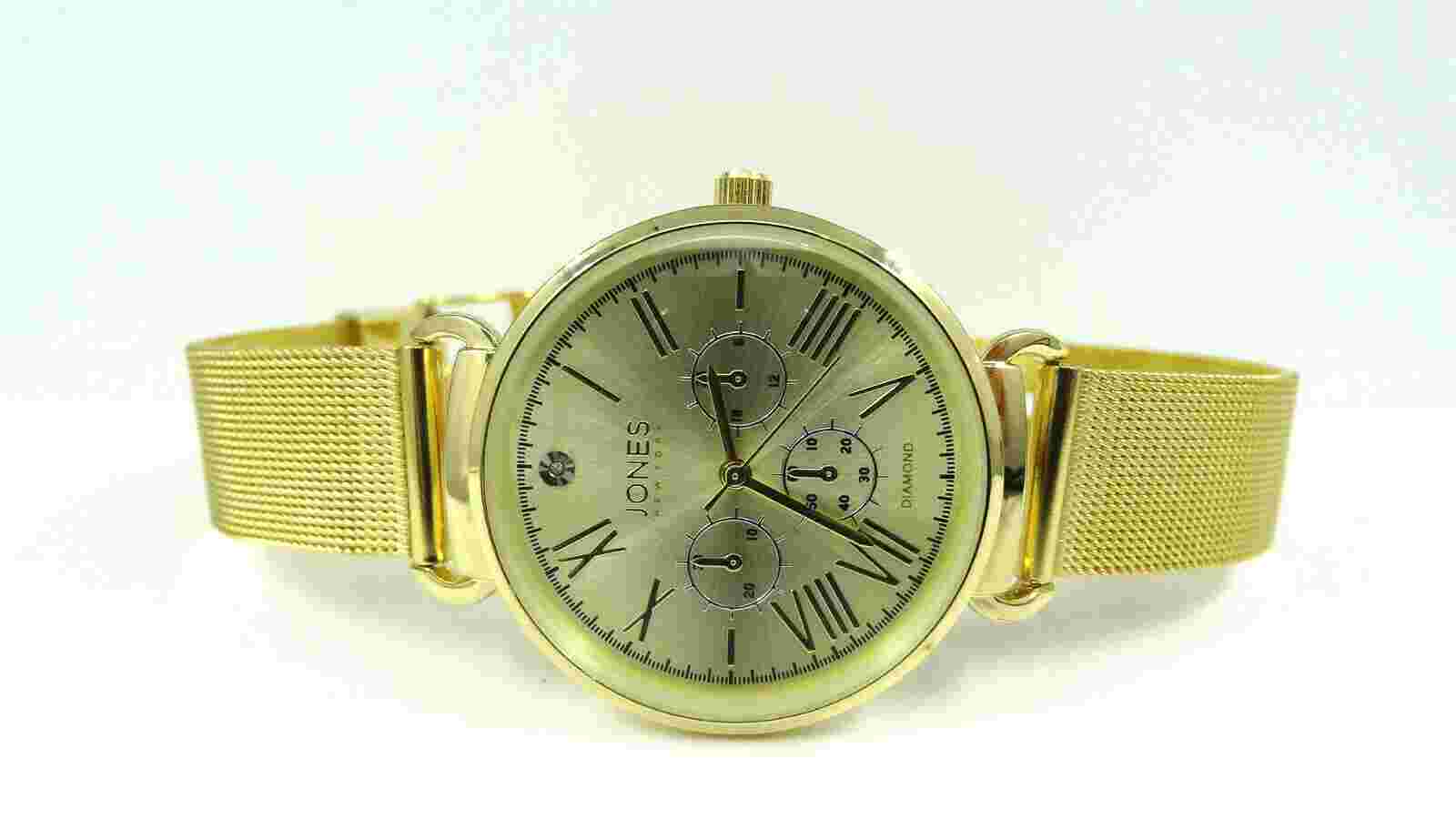 Jones New York JNYS12671 Diamond Collection Gold Tone Mesh Band Women's Watch