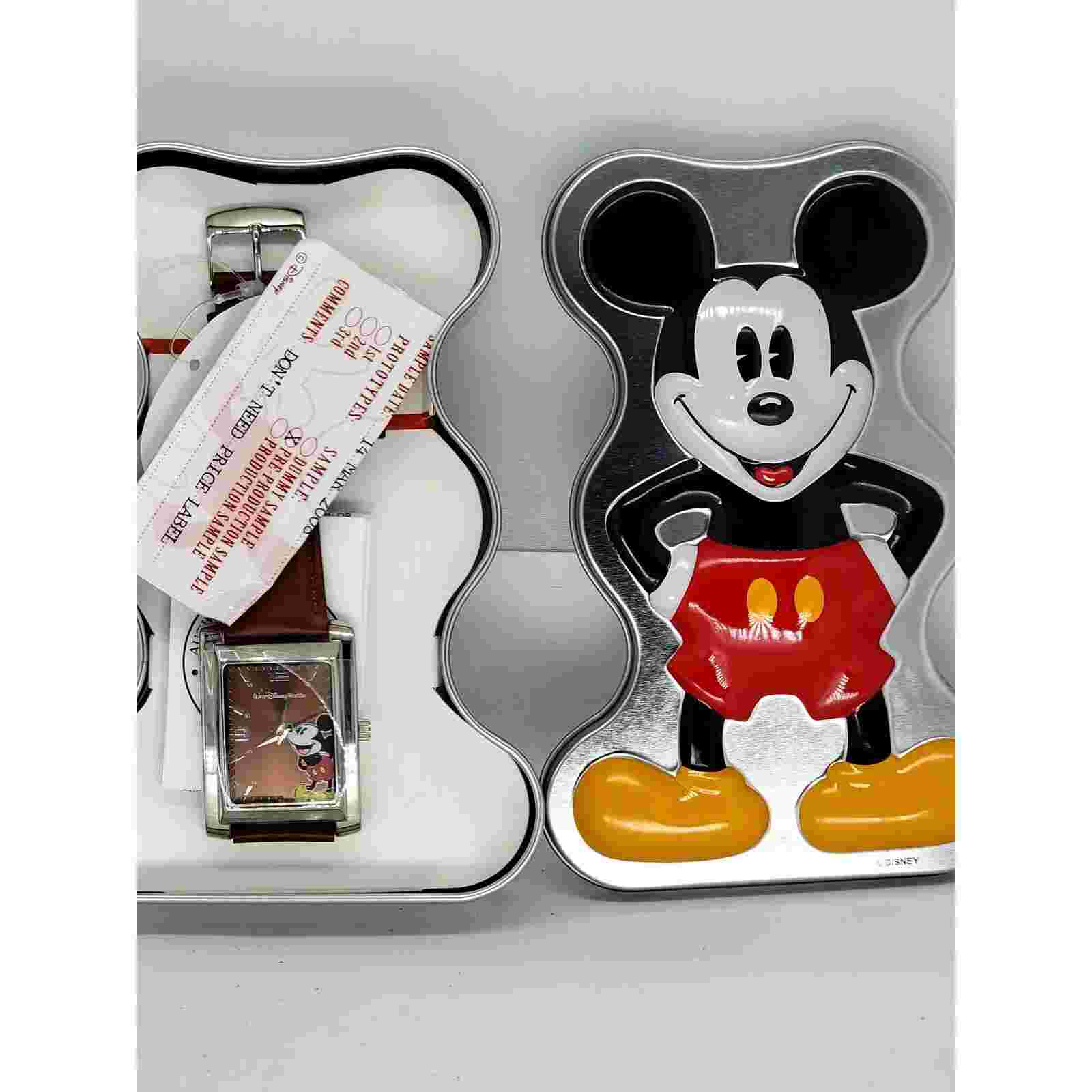 Rare Disney Parks Mickey Mouse Pre-Production Sample Watch with Brown Strap
