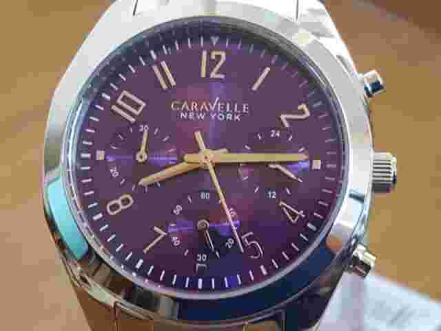 Ladies Gold Bulova Caravelle Melissa Purple Chrono Dress Watch 44L200 BNIB