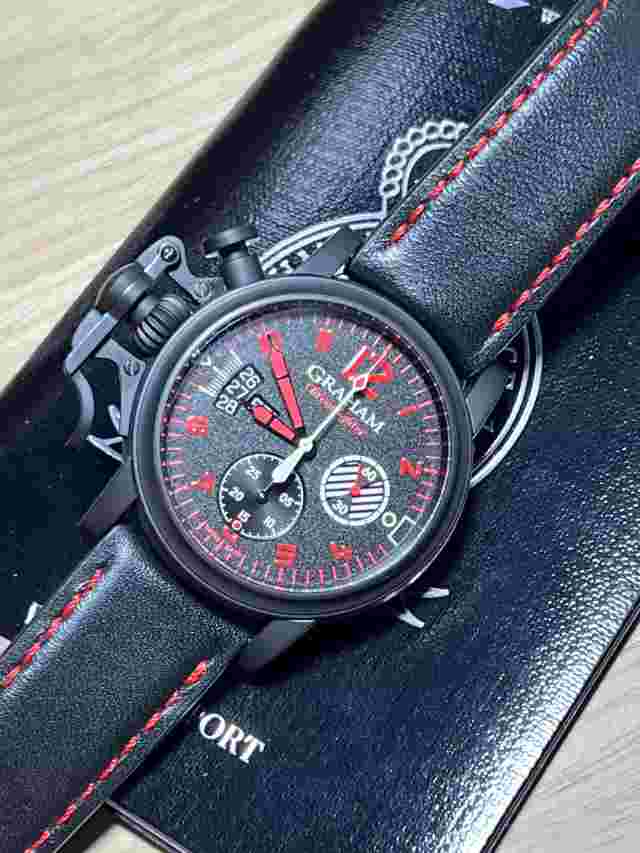 Graham Mens Automatic Chronograph Date Chronofighter Vintage Aviator DLC New