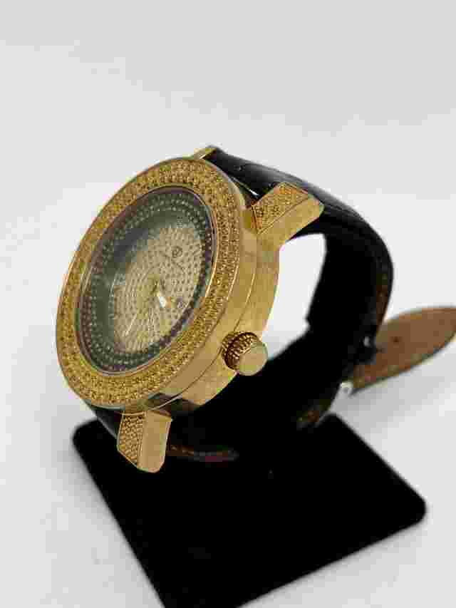 Super Techno Men's 52mm Gold Tone Leather Band Watch I5093