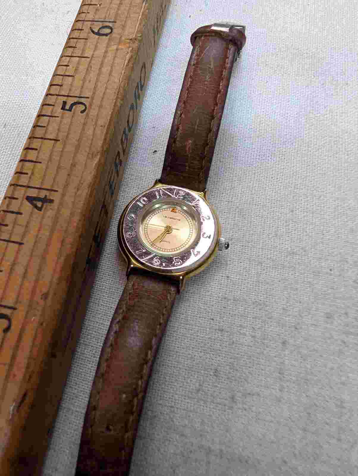 Liz Claiborne Genuine Leather Stainless Steel Ladies Watch - Running