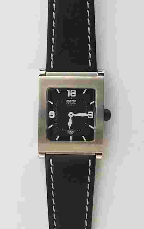 Momo Design Stainless Steel & Carbon Black Leather Watch MD-056