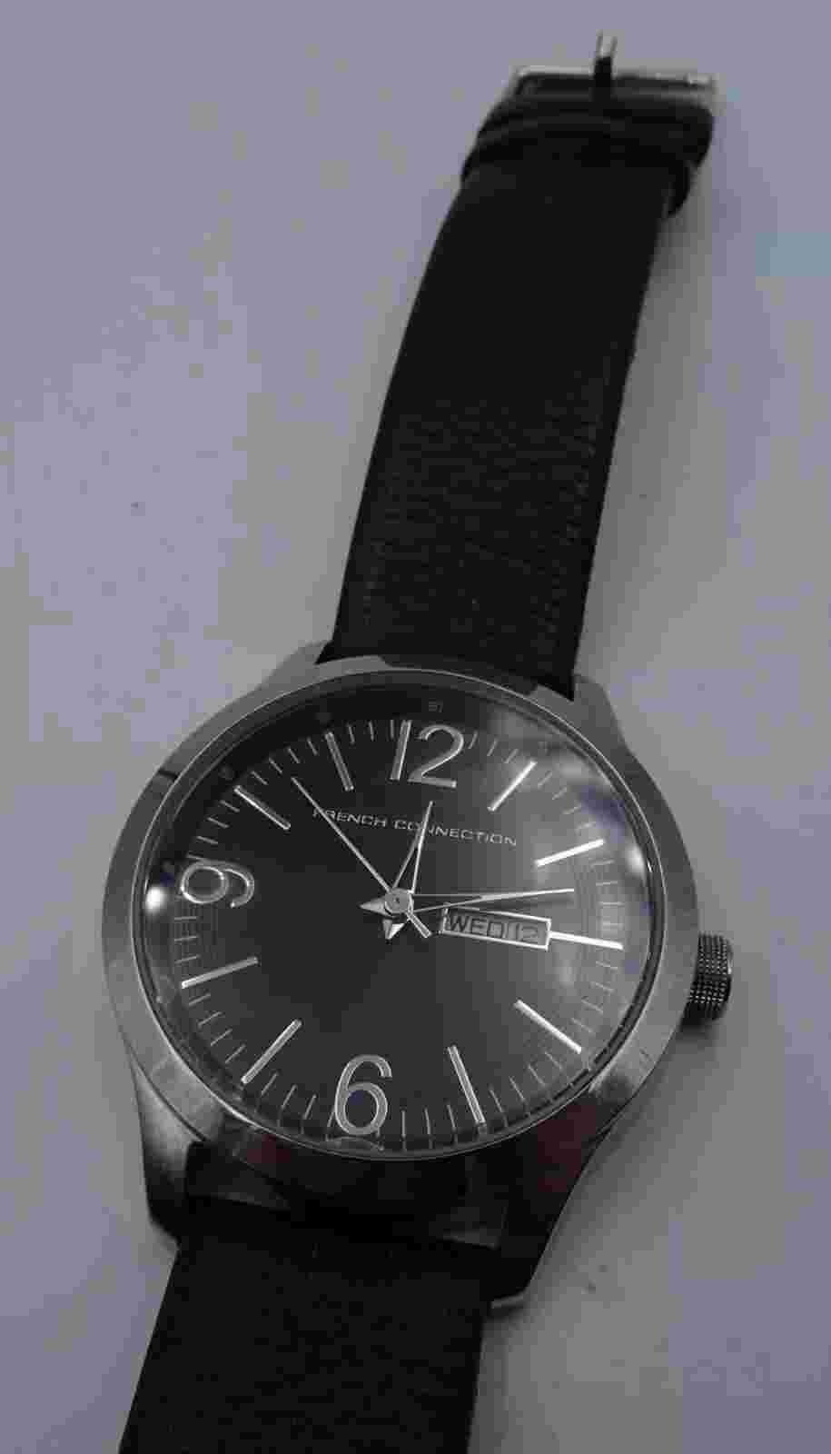 French Connection FC 109088 Watch Black Leather Strap