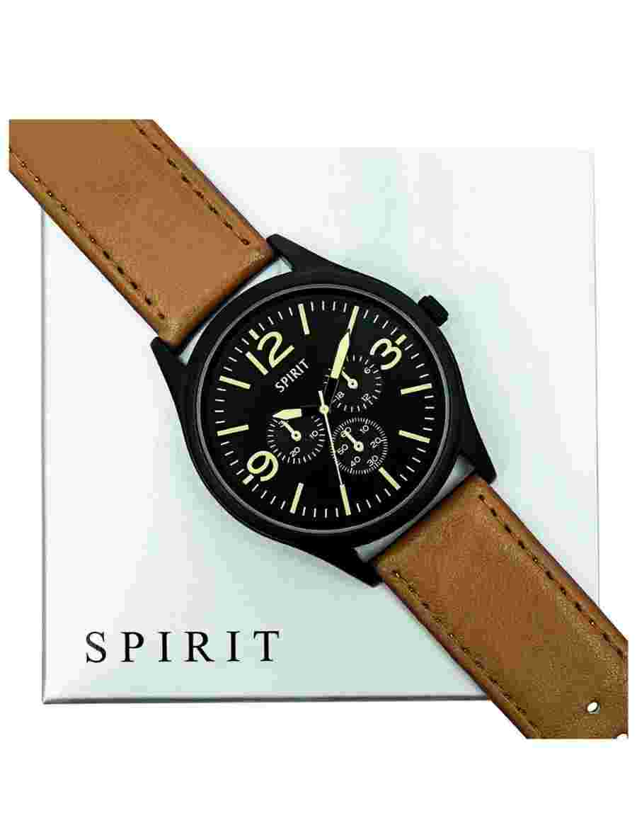 Spirit Men's Brown Strap Multi Dial Watch.