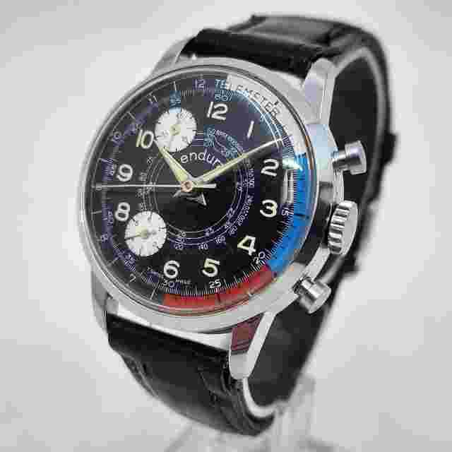 Vintage Endura Telemeter Chrono Look Multi Registers  Dial