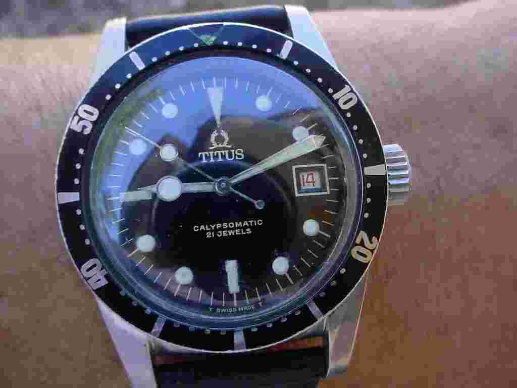 Titus Calypsomatic Automatic 7985 Aged Dial 38mm Collectors Wrist Watch