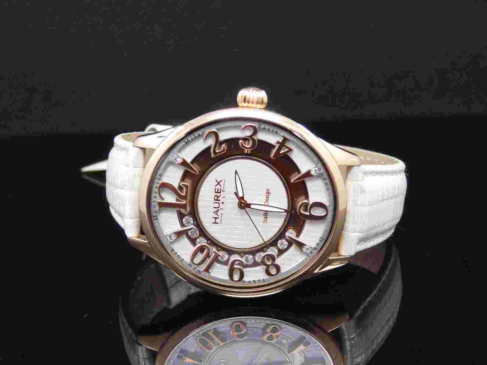 Haurex Italy Women's FH336DSH Preziosa Floating Crystals Rose Gold Tone Watch