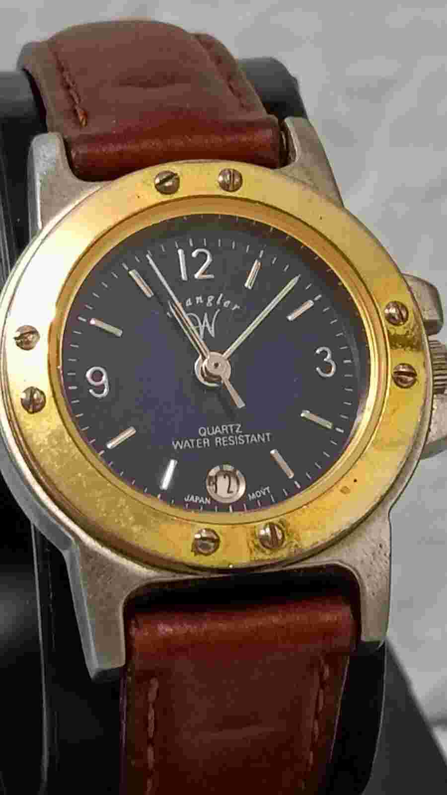 WRANGLER Vintage Women's Watch Silver Tone Leather 1921 Quartz 29 mm