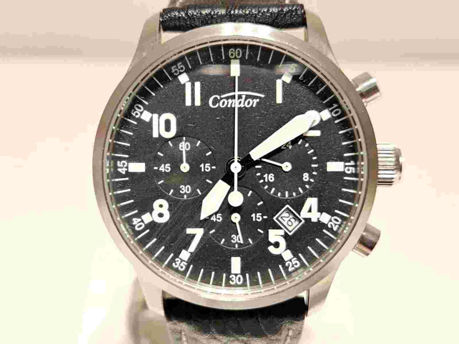 RETRO PILOTS MILITARY STYLE STEEL MEN'S CHRONOGRAPH QUARTZ WATCH "CONDOR"