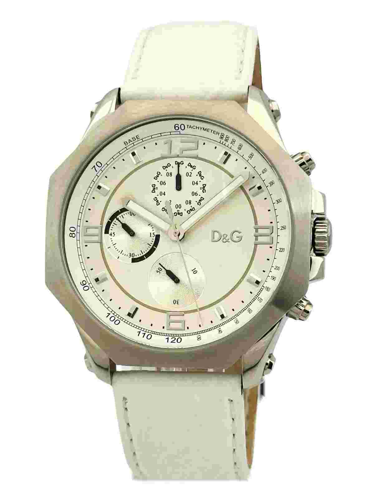 D&G Dolce and Gabbana Watch DW0101 Goose  Octagonal  White Leather Strap Watch