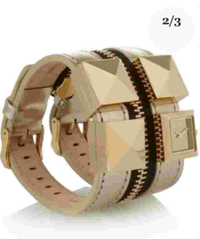 KARL LAGERFELD woman's Edge Zip studded leather watch