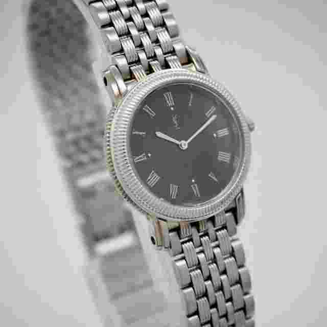 Saint Laurent Watch Wristwatch YSL Cassandra Black Silver Women's Authentic