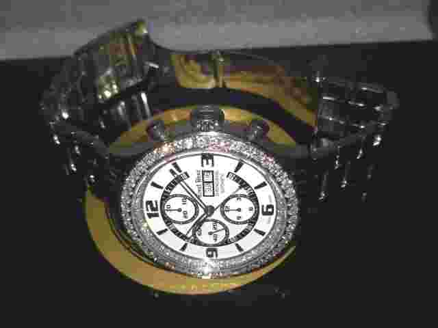 Ernst Benz Diamond 5 Carats Chronojewel Watch White Dial 47mm Box & Papers Swiss