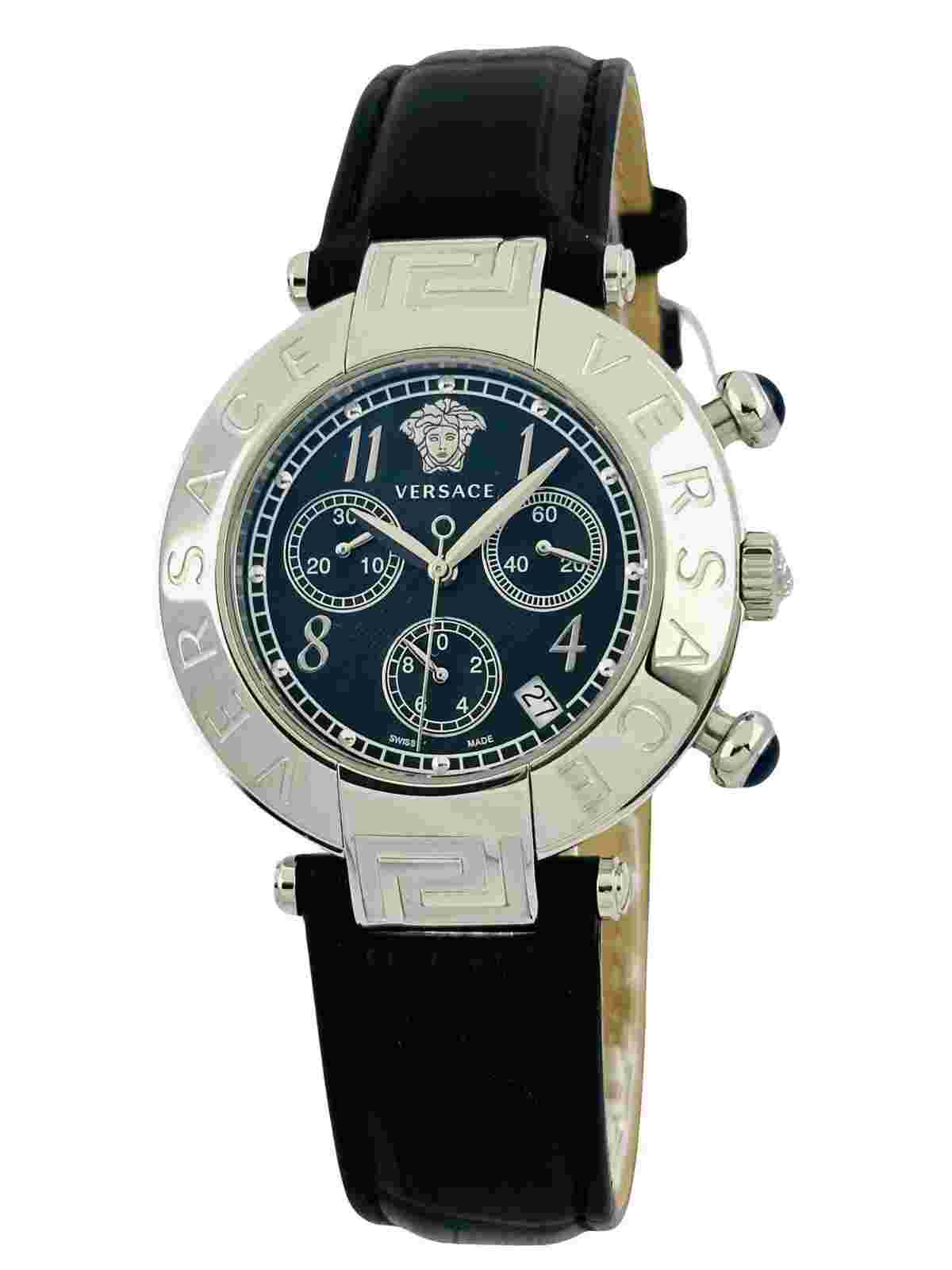 Versace Women's Q5C99D009S009 New Reve Chronograph Black Dial Leather Watch, Q5C